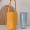 Gelbe tragbare Canvas Tassentasche mit langem Griff, schlichte Kaffeetassen Halterung. - Oberer Griff / Altgelb