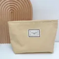 Minimalistische beige Segeltuch Kosmetiktasche mit Reissverschluss, tragbare Make-up-Tasche. - Khaki