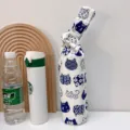 Custodia per bottiglia d'acqua in tela giapponese gatto blu motivo polso nodo borsa - Gatto Semplice Bianco Multicolore