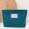 Leichte Kosmetiktasche aus Segeltuch tragbare Make-up Reisetasche in dunklem Türkis - Blaugrün