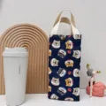 Segeltuch Wasserflasche Tasche süß Tier Druck tragbare Tasse Hülle mit Griff für Alltag - Blauer Hundekopf