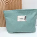 Einfache minzgrüne Leinwand Kosmetiktasche tragbare Reißverschluss Make-up Aufbewahrung - Bohnengrün
