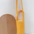 Gelbe Segeltuch Umhängetasche für Tassen, tragbare Kaffeetasse Hülle mit Griffen Variante - Umhängetasche / Altgelb