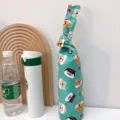 Leinwand Wasserflasche Huelle mit schattige shiba inu print tragbare Knoten Griff Tasche - Mehrfarbiger Cyan Hundekopf