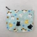 Süße Katzen Leinwand Münztasche mit Reißverschluss, tragbarer kleiner Karten- und Schlüsseletui. - Neue Katze Cyan
