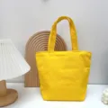Gelbe Canvas Einkaufstasche fuer Damen, unifarbene Bento Lunch Tasche zur Alltagshuelle. - Leuchtgelb