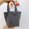 Einfarbige dunkelgraue Leinwand Lunchtasche tragbare Schüler Bento Handtasche mit Reißverschluss - Grau