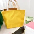 Gelbe Segeltuch-Lunchtasche tragbare Bento-Box Handtasche für Arbeit und Schule - Leuchtgelb