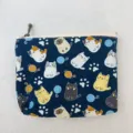 Süße Katzen Canvas Münzbörse mit Reißverschluss für Damen und Studenten. Tragbare Mini Tasche. - Neue Katze Blau