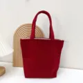 Rote Segeltuch Lunch Tote Bag, kleine minimalistische Handtasche und Aufbewahrungstasche. - Burgunderrot