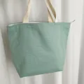Hellgrüne Canvas Lunchtasche Bento Tragetasche mit Reißverschluss für Büro und Alltag - Bohnengrün