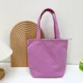 Einfarbige lila Lottotasche Handtasche aus Leinen, Kosmetiktasche für Studenten Alltag. - Lila