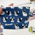 Niedliche Canvas Reißverschluss Münzbörse mit Französische Bulldogge Druck Portemonnaie. - Blaue Bulldogge