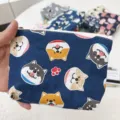 Niedliche Shiba Inu Print Canvas Münztasche Detail, tragbare Reißverschlusstasche Alltag. - Blauer Hundekopf