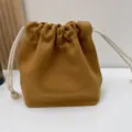 Einfarbige Canvas Kordelzug Make-up Aufbewahrungstasche Freizeit staubdichter Beutel - S / Kaffeebraun