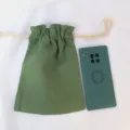 Einfarbiger grüner Canvas Kordelzug Beutel, minimalistischer Baumwollstaubbeutel Variante. - S / Armeegrün