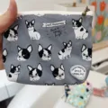 Niedliche graue Leinwand Geldbörse mit Französische Bulldogge Druck, kleine Reißverschlusstasche. - Graue Bulldogge