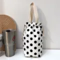 Leinwand Kordelzug Wasserbecher Tasche tragbare Handtasche niedliche Pünktchen Schutzhülle - Schwarzes Punktmuster-Stil / Mehrfarbig