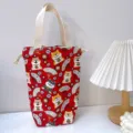 Niedliche Shiba Inu Leinen Kordelzug Tasse Tasche Tragbare Rote Thermoskanne Huelle - Roter Fächer-Hund-Stil / Mehrfarbig