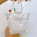 Einfarbige Segeltuch Tragetasche, minimalistische Lunch Handtasche, praktische Aufbewahrung. - Reinweiß