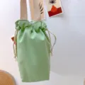 Minimalistische bonbonfarbene Leinwand Kordelzug Tassenhülle tragbare Aufbewahrungstasche - Obstgrün