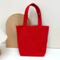 Eindeutige rote Canvas-Lunchtasche für Frauen und Studenten, tragbare kleine Handtasche. - Rot