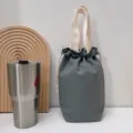 Dunkelgraue Leinwand Kordelzug Tasche tragbare Thermobecher Hülle multifunktionale Tasche. - Dunkelgrau