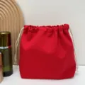 Roter Canvas Kordelzug Beutel Einfarbig Make-up Tasche Freizeit Aufbewahrungstasche - Rot