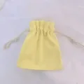 Einfarbiger Canvas Kordelzug Beutel süße Aufbewahrungstasche für Damen minimalistisch - Hellgelb