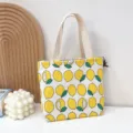 Bonito bolso de lona con limon y cremallera, bolso diario de estilo fresco para mujeres. - Estilo Cremallera (Limón Oso Cremallera)