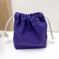 Lila Canvas Kordelzugbeutel, einfarbige Make-up-Tasche, lässige staubdichte Aufbewahrung. - Dunkellila