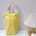 Gelbe Leinwand Kordelzug Tasse Halter Tasche minimalistische Aufbewahrung beutel - Hellgelb