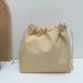 Einfarbiger beige Canvas Kordelzug Aufbewahrungsbeutel, minimalistische Kosmetiktasche. - Khaki