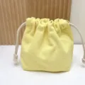 Gelbe Kordelzug Tasche aus Leinen einfarbig Make-up Beutel tragbare Reise Aufbewahrung - Hellgelb