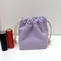 Lila Canvas Kordelzug Make-up-Tasche, einfarbige tragbare Aufbewahrungstasche für Damen. - Lavendel