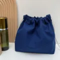 Dunkelblauer Canvas Kordelzug Kosmetiktasche Tragbare Aufbewahrungstasche Reisetasche - Marineblau