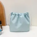 Leinen Kordelzug Kosmetiktasche Hellblau Einfarbig Aufbewahrungstasche Reise Organizer - M / Hellblau