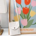 Minimalistische einfarbige Segeltuch vertikale Umhängetasche für Handys mit Riemen. - Weiß