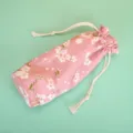 Japanische Kirschblüte Leinen Kordelzug Tasse Beutel tragbare isolierte Flaschenhülle rosa - S / Kordelzug-Stil