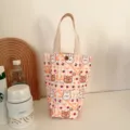 Joli sac cabas en toile pour bouteille d'eau tasse thermos portable avec motif d'ours mignon - Combinaison Mignonne Lapin Ours