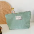 Borsa per trucco in velluto a coste tinta unita astuccio da viaggio con cerniera pratica - Velluto a coste verde