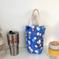 Sac cabas pochette tasse en toile motif dessin animé bleu, porte-bouteille isotherme. - Animaux Cartoon Bleu