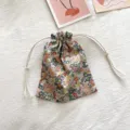 Blumen Kordelzug Make-up Beutel, japanischer Stil tragbare Reise Kosmetiktasche klein. - Rosa Kleines Blumenmuster