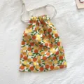 Niedlicher Beutel mit Orangenmuster, Kordelzug, ideal für Kosmetik und kleine Gegenstände. - Gelbe Orange