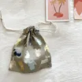 Japanischer Stil süßer Cartoon Kaninchen Druck Canvas Kordelzug Aufbewahrungstasche für Make-up. - Graues Kaninchen