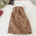 Brauner Kordelzug-Aufbewahrungsbeutel aus Kord, kleine Kosmetiktasche und Sortiertasche. - Kaffee Blume