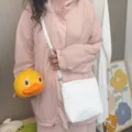 Sac bandoulière minimaliste en toile blanche pour femme, sac à épaule décontracté et pratique. - Style Horizontal Blanc Double Couche Bandoulière Ajustable