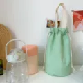 Einfarbige Canvas Wassertasse Handtasche tragbare Thermoskanne Macaron Tassenhülle Variante - Mittel (Für Regenschirm/Gewebe) / Durchmesser 15cm / Apfelgrün
