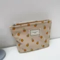 Trousse de toilette de voyage en velours cotes imprime ananas pochette de rangement - Ananas Khaki