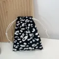 Schwarz-weißer gemusterter Kordelzugbeutel tragbare Kosmetik Aufbewahrungstasche kleine Reisedusche - 14cmx16cm / Schwarzer Leopard